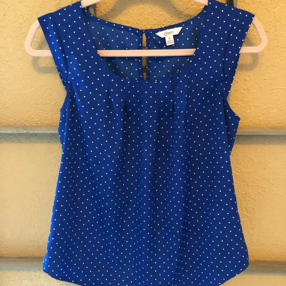 ☀️Candie’s Polka Dot Cap Sleeve Blouse